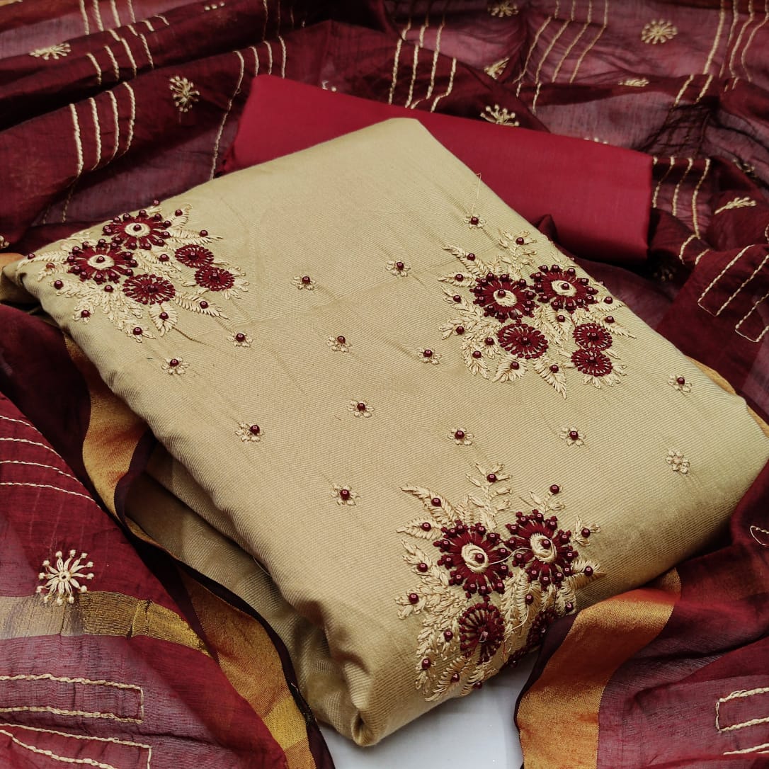 Gng Blossom 3 Festive Wear cotton Embroidery Work Dress Material Collection